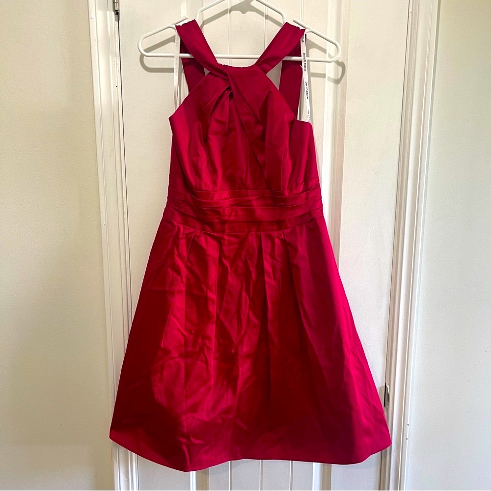 NWT David’s Bridal Red sleeveless dress with front pockets